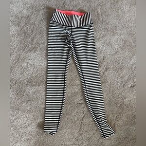 Lululemon Athletica Zebra Stripe Leggings with Coral Accent